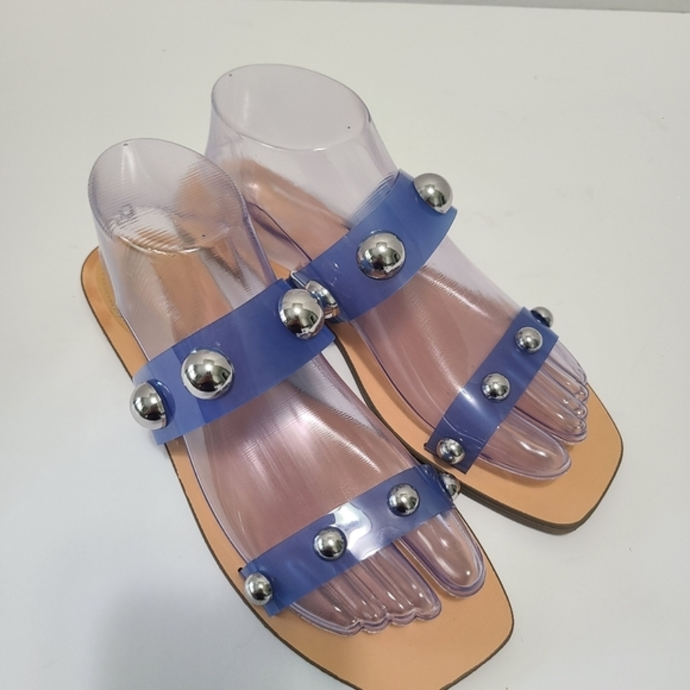 Marc Fisher Frosted Lucite Stud Embellised Slide-on Sandals